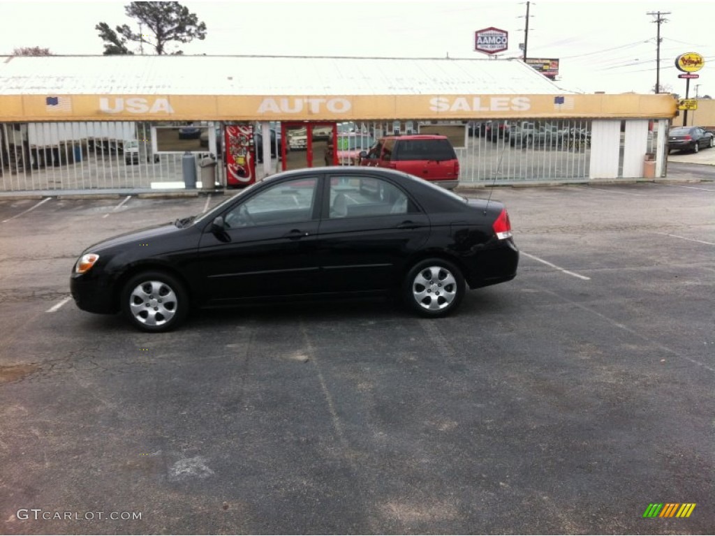 2008 Spectra EX Sedan - Black / Beige photo #2