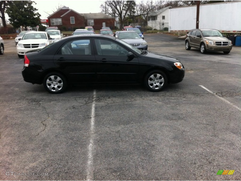 2008 Spectra EX Sedan - Black / Beige photo #4