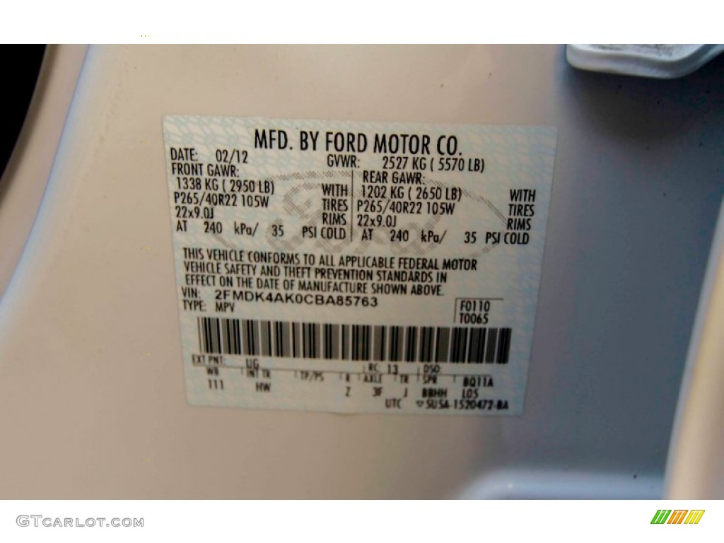 2012 Edge Sport AWD - White Platinum Metallic Tri-Coat / Charcoal Black/Silver Smoke Metallic photo #28