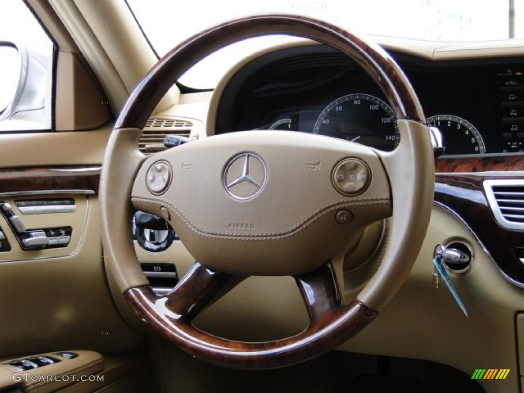 2009 Mercedes-Benz S 550 Sedan Savanna/Cashmere Steering Wheel Photo #91406902
