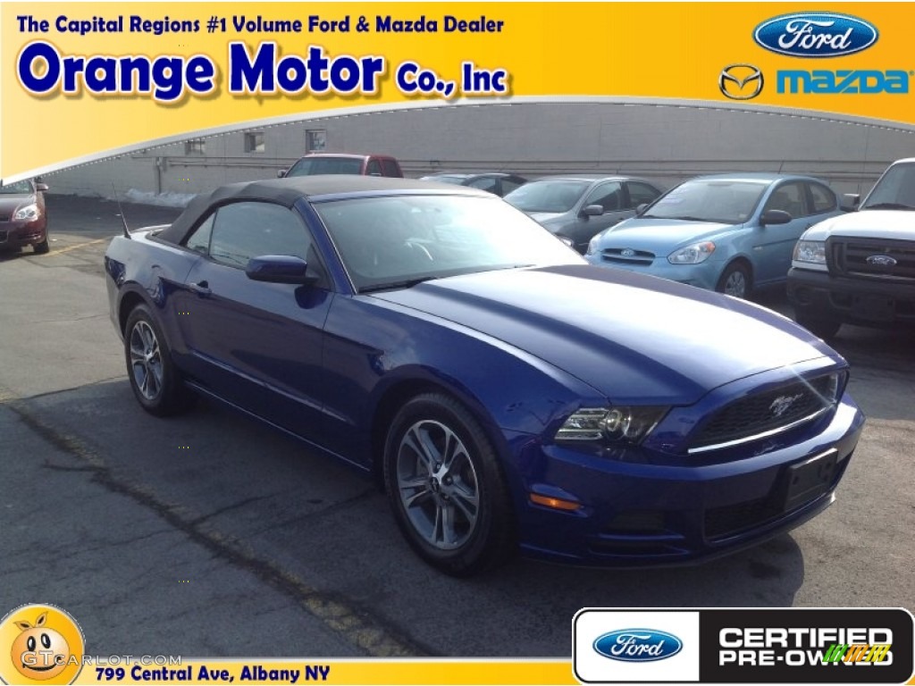 2014 Mustang V6 Premium Convertible - Deep Impact Blue / Charcoal Black photo #1