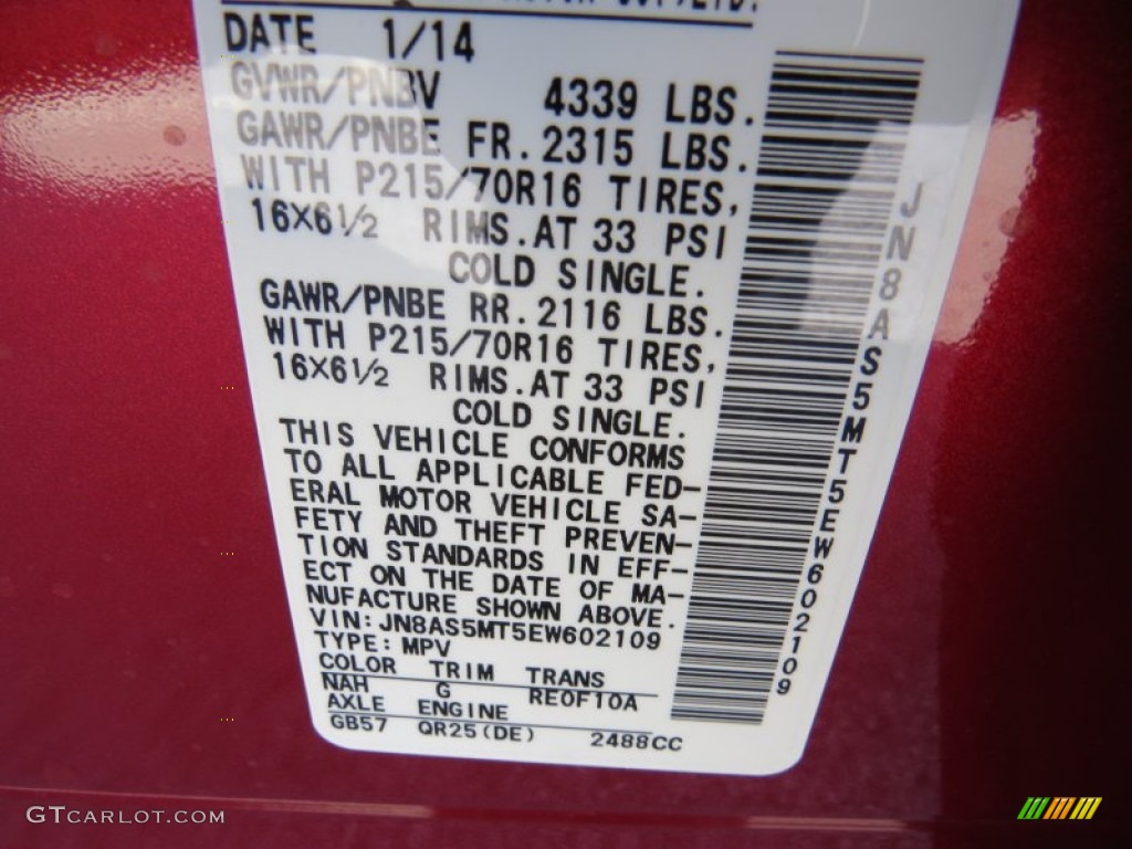 2014 Rogue Select Color Code NAH for Cayenne Red Photo #91419451