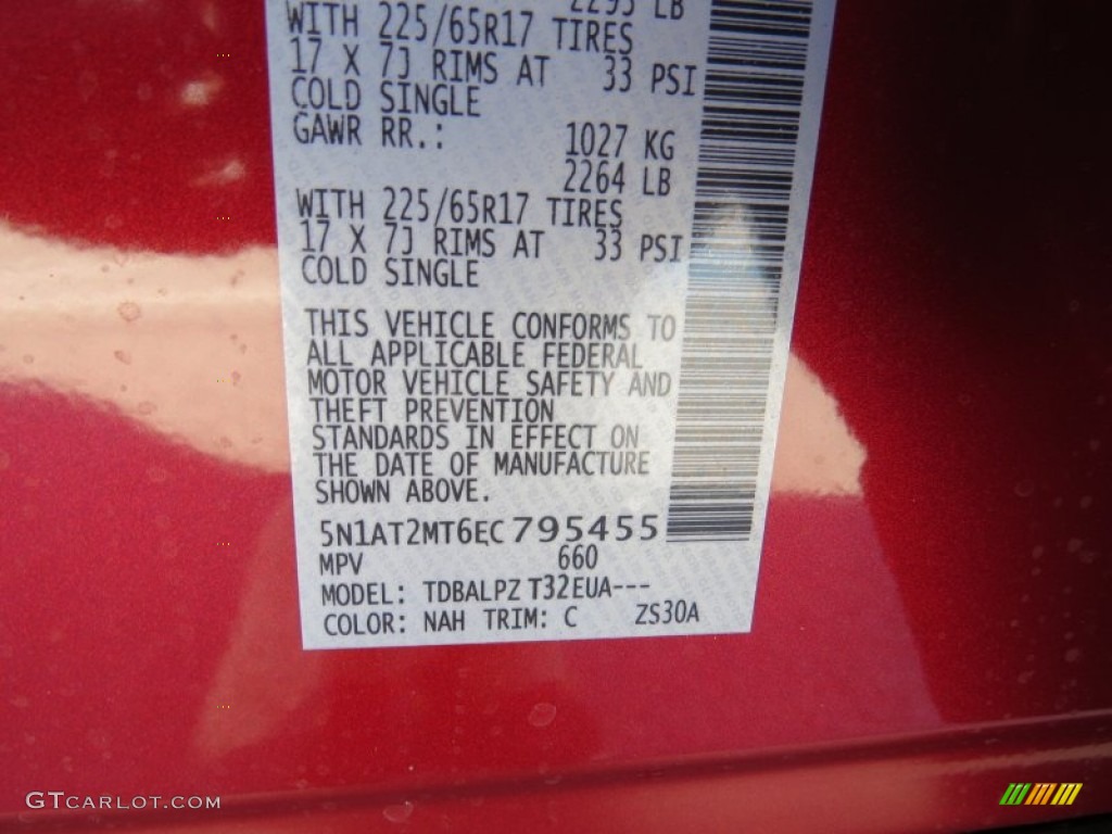 2014 Rogue Color Code NAH for Cayenne Red Photo #91419833