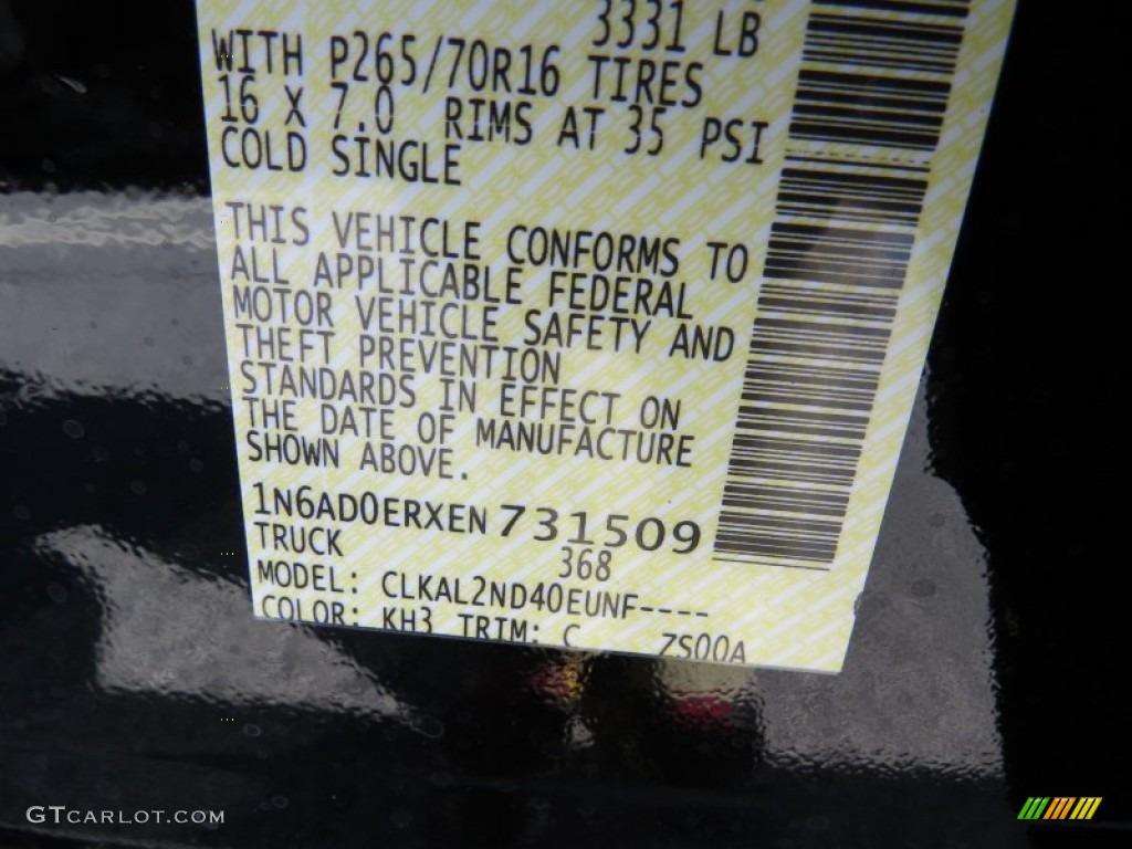 2014 Frontier Color Code KH3 for Super Black Photo #91421466