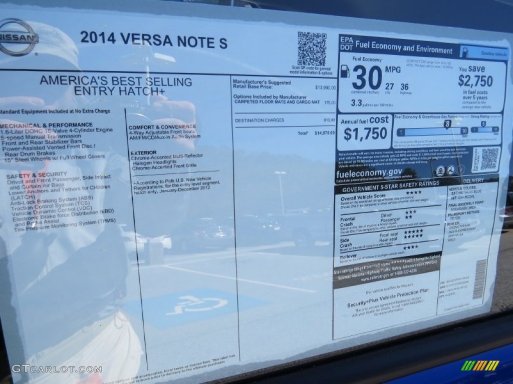 2014 Nissan Versa Note S Plus Window Sticker Photo #91422122