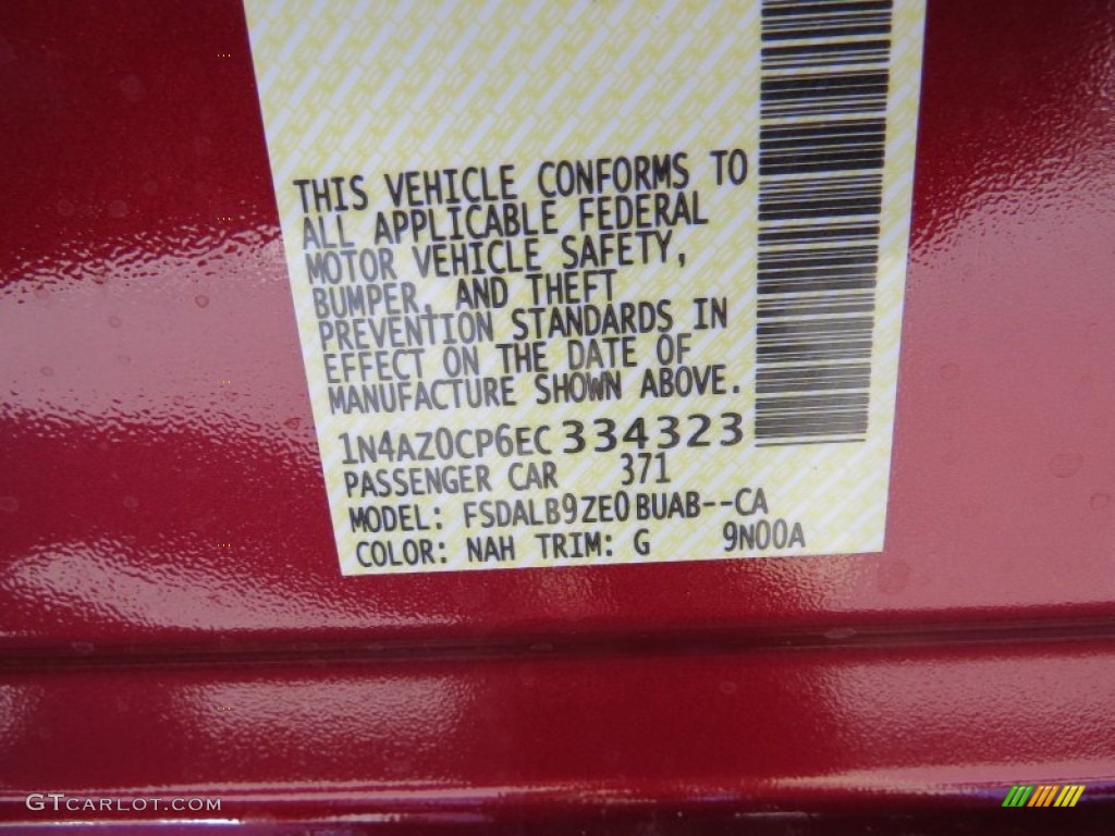 2014 LEAF Color Code NAH for Cayenne Red Photo #91423373