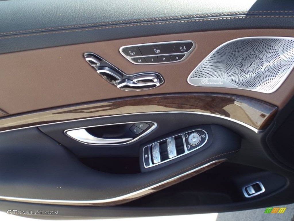 2014 Mercedes-Benz S 550 Sedan Nut Brown/Black Door Panel Photo #91425623