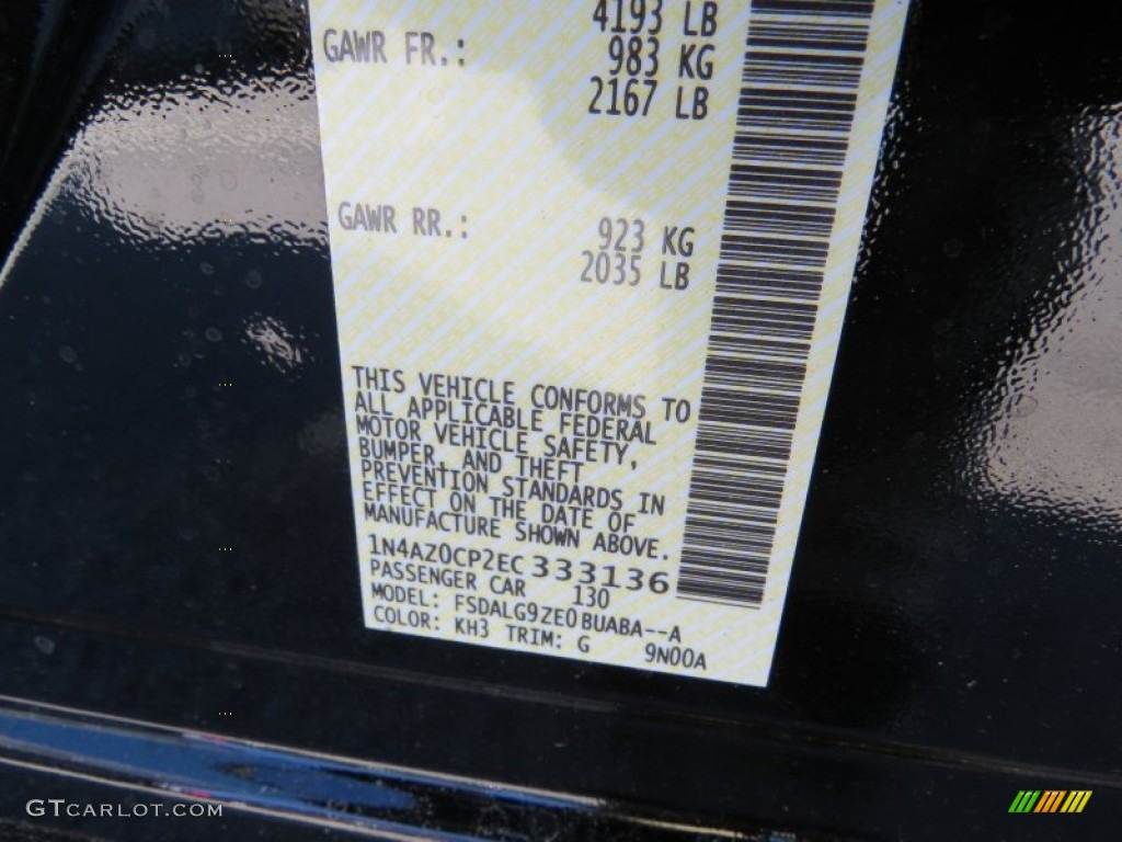 2014 LEAF Color Code KH3 for Super Black Photo #91427474