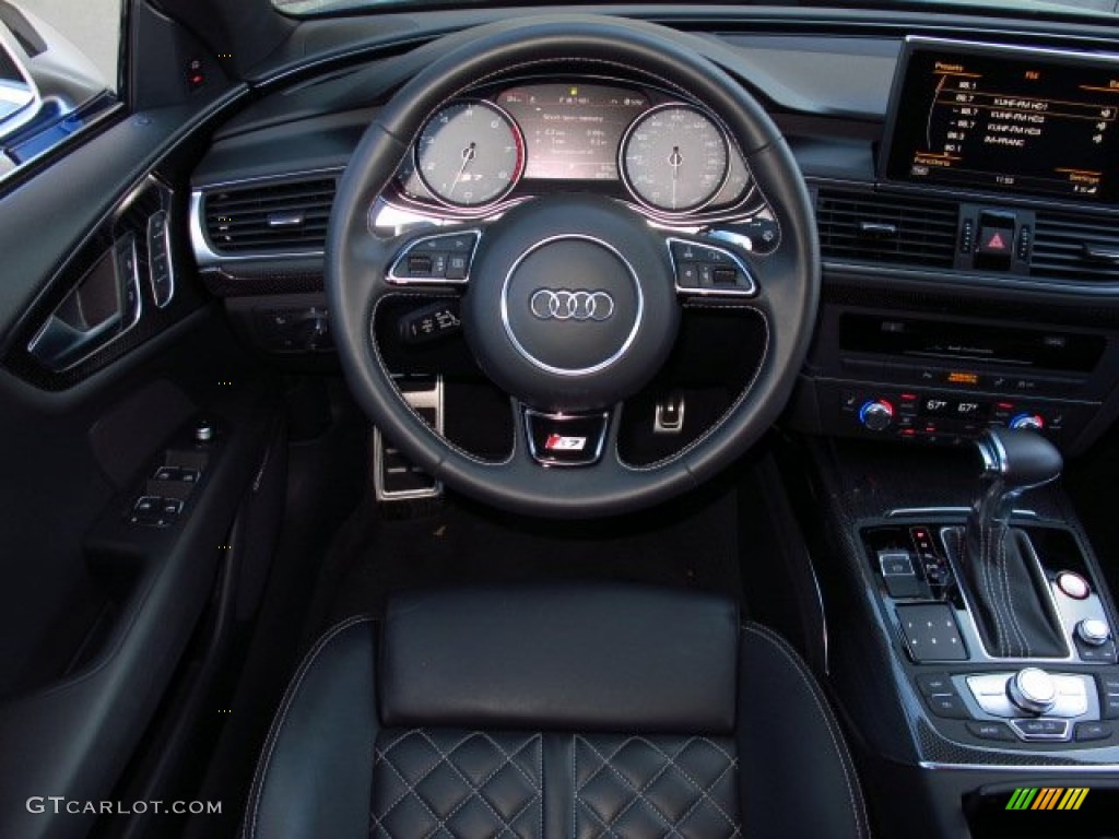 2013 Audi S7 4.0 TFSI quattro Black Valcona leather with diamond stitching Dashboard Photo #91437500