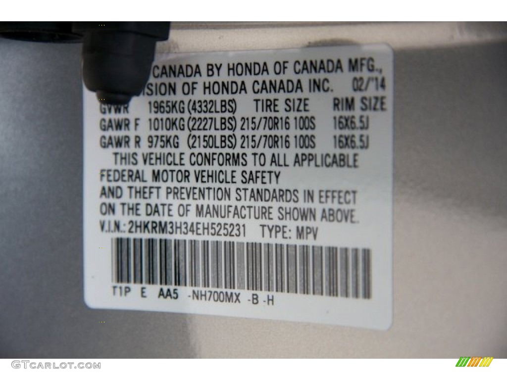 2014 CR-V LX - Alabaster Silver Metallic / Gray photo #21