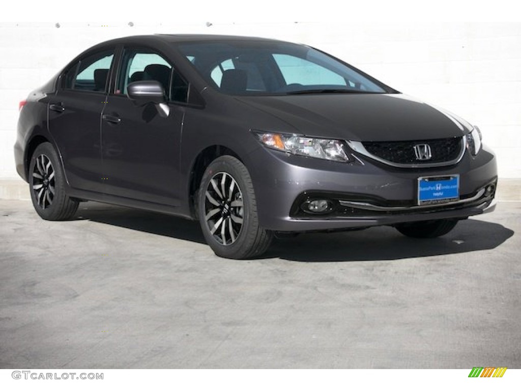 2014 Civic EX-L Sedan - Modern Steel Metallic / Gray photo #1