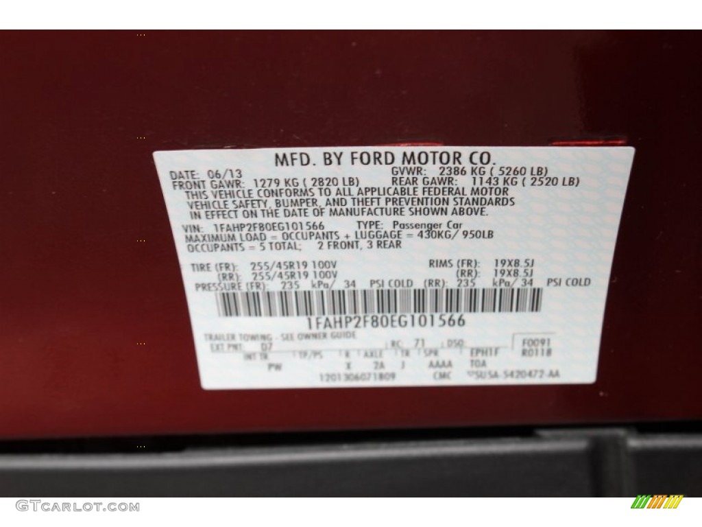 2014 Taurus Limited - Ruby Red / Charcoal Black photo #22