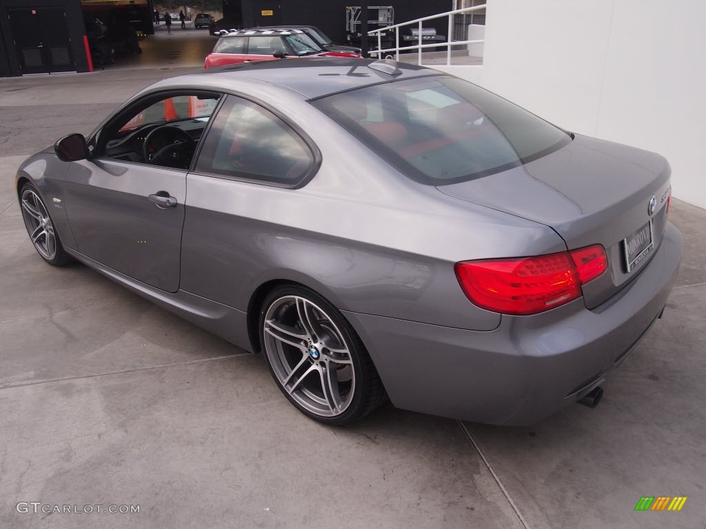 2011 3 Series 335is Coupe - Space Gray Metallic / Coral Red/Black Dakota Leather photo #6