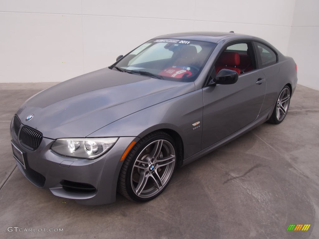2011 3 Series 335is Coupe - Space Gray Metallic / Coral Red/Black Dakota Leather photo #15