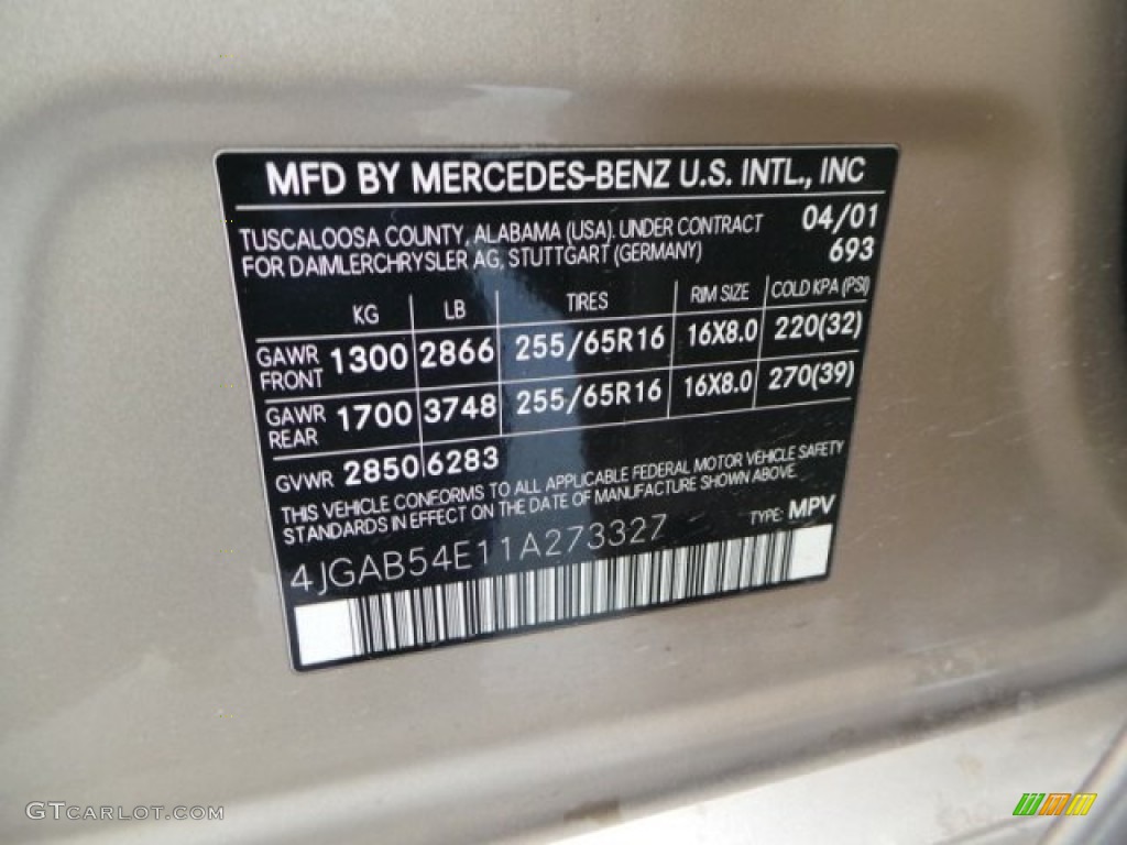 2001 ML Color Code 693 for Desert Silver Metallic Photo #91480621