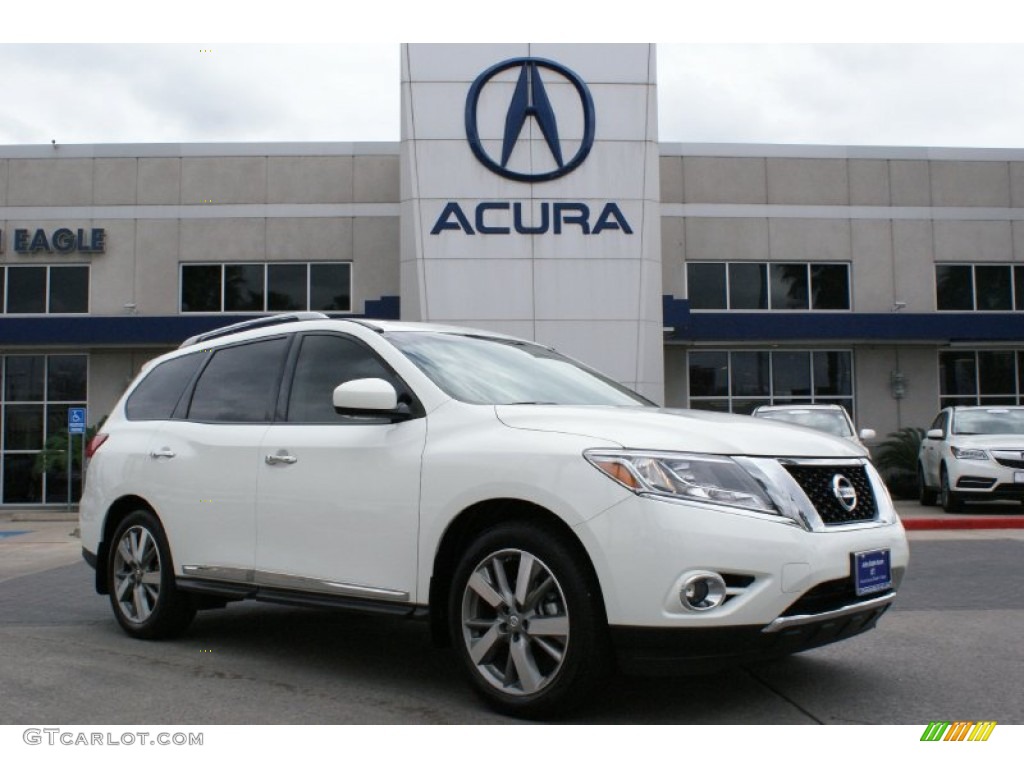 2014 Pathfinder Platinum - Moonlight White / Almond photo #1