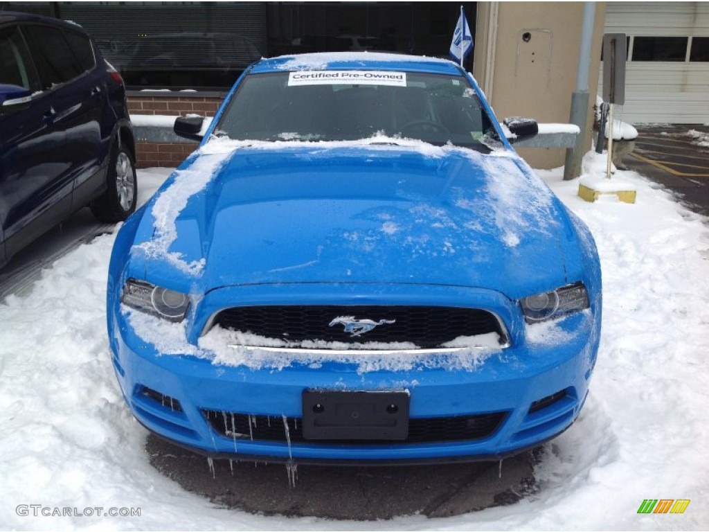 2013 Mustang V6 Premium Coupe - Grabber Blue / Charcoal Black photo #2