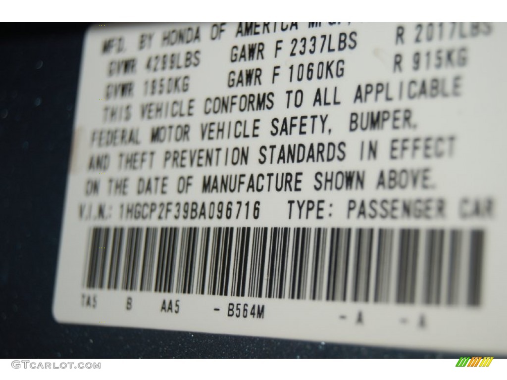 2011 Accord LX Sedan - Celestial Blue Metallic / Gray photo #31