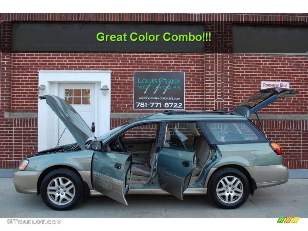 2004 Outback Wagon - Seamist Green Pearl / Beige photo #35