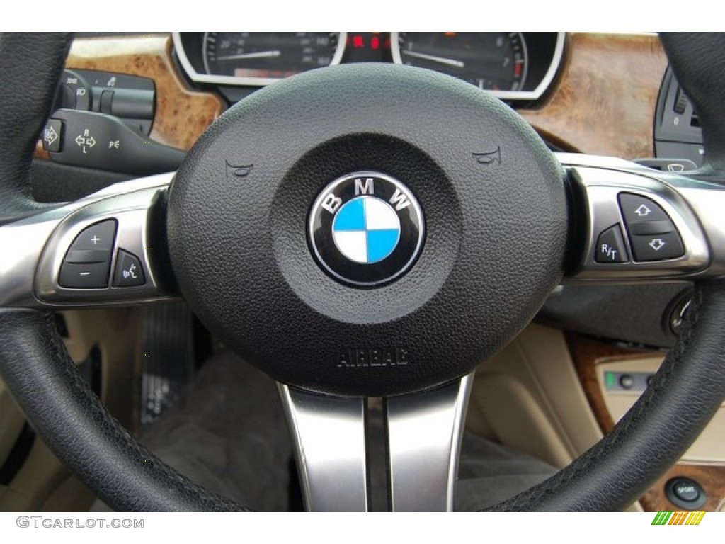2008 BMW Z4 3.0i Roadster Beige Steering Wheel Photo #91519667