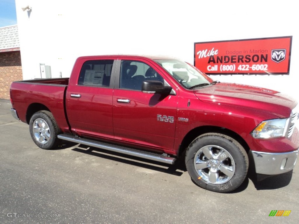 2014 1500 Big Horn Crew Cab 4x4 - Deep Cherry Red Crystal Pearl / Black/Diesel Gray photo #2