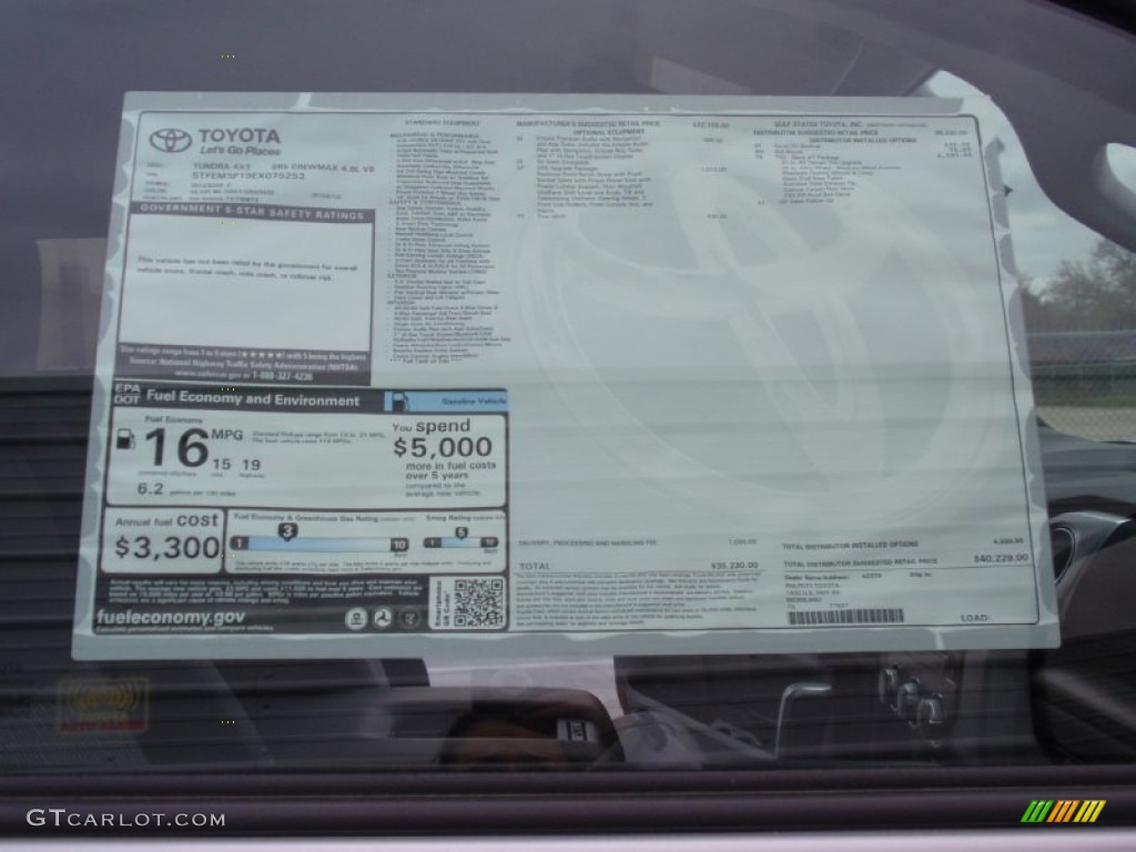 2014 Toyota Tundra TSS CrewMax Window Sticker Photos