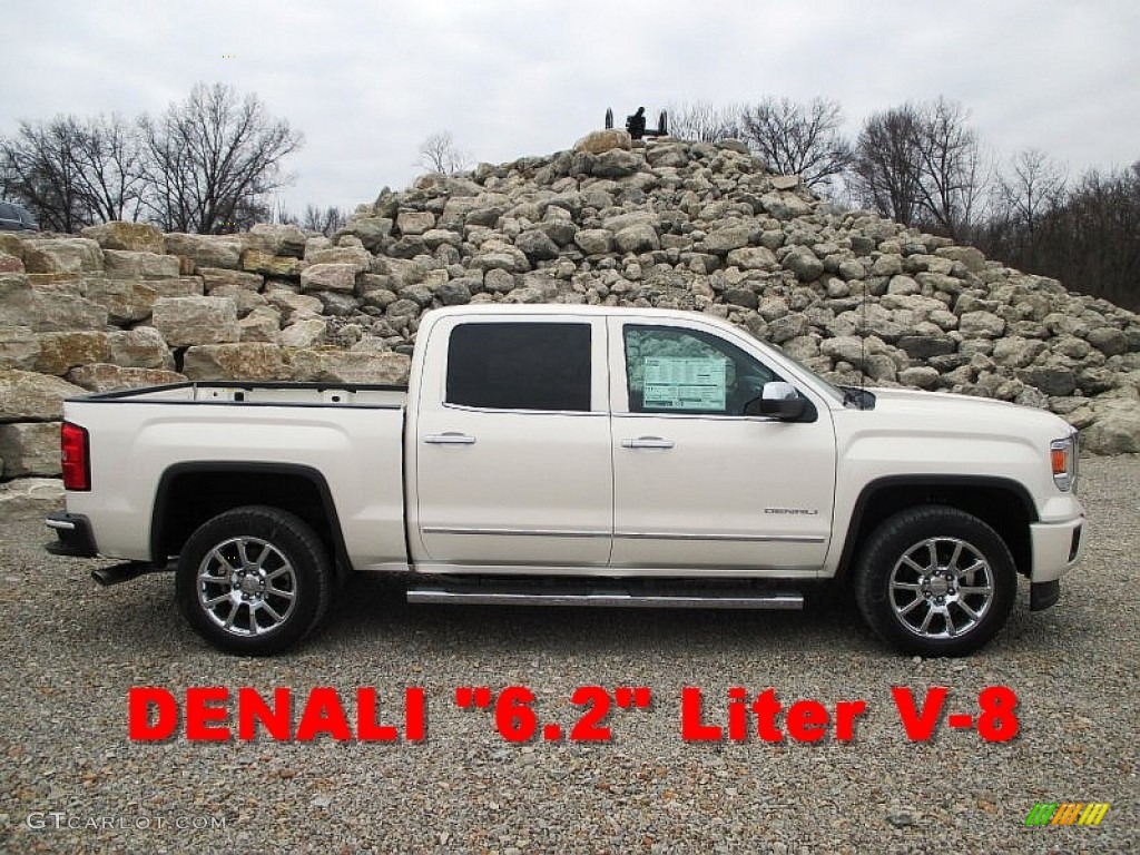2014 Sierra 1500 Denali Crew Cab 4x4 - White Diamond Tricoat / Cocoa/Dune photo #1