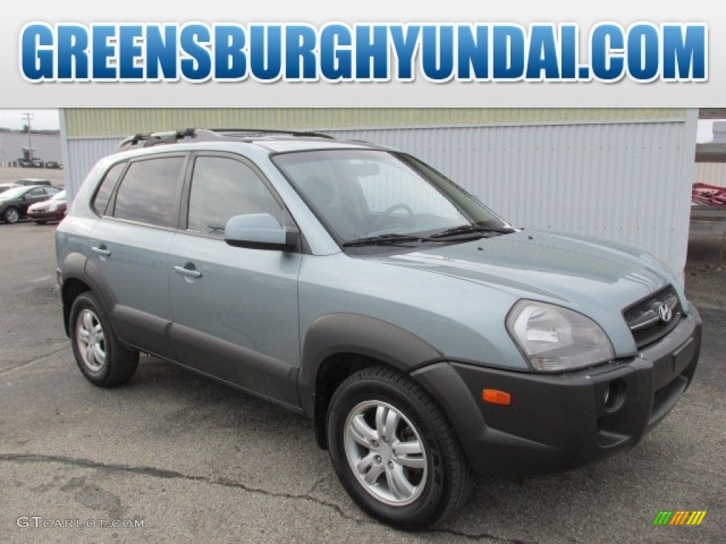 2007 Tucson SE 4WD - Alpine Frost Blue Metallic / Gray photo #1