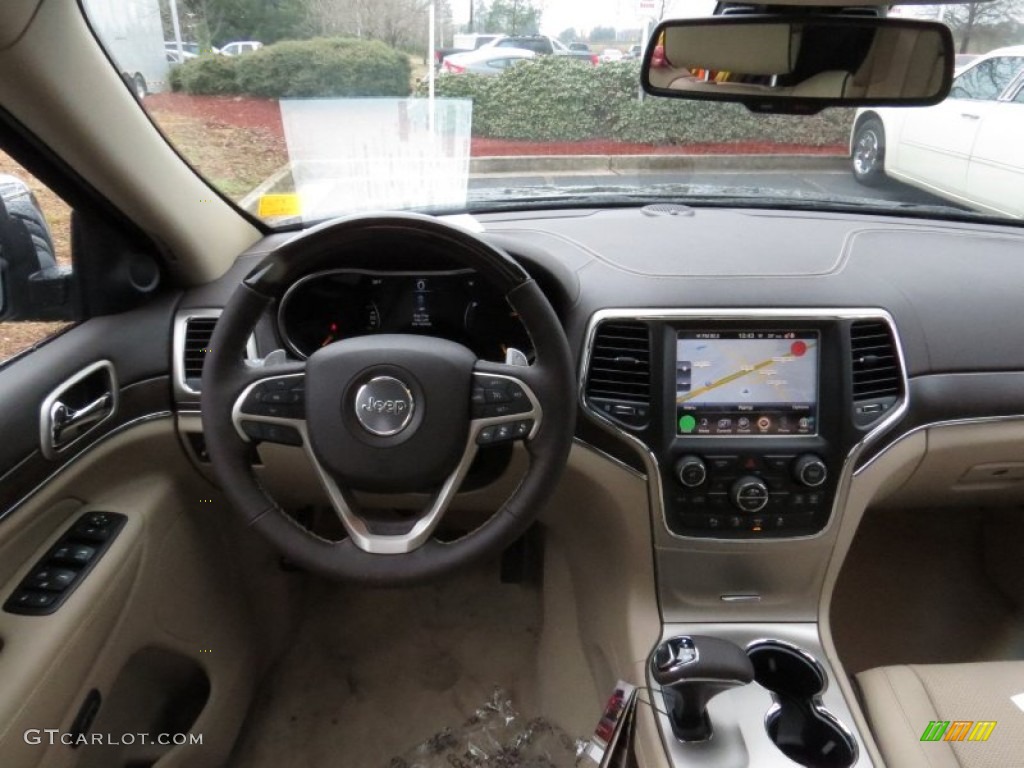 2014 Grand Cherokee Overland 4x4 - Brilliant Black Crystal Pearl / Overland Nepal Jeep Brown Light Frost photo #9