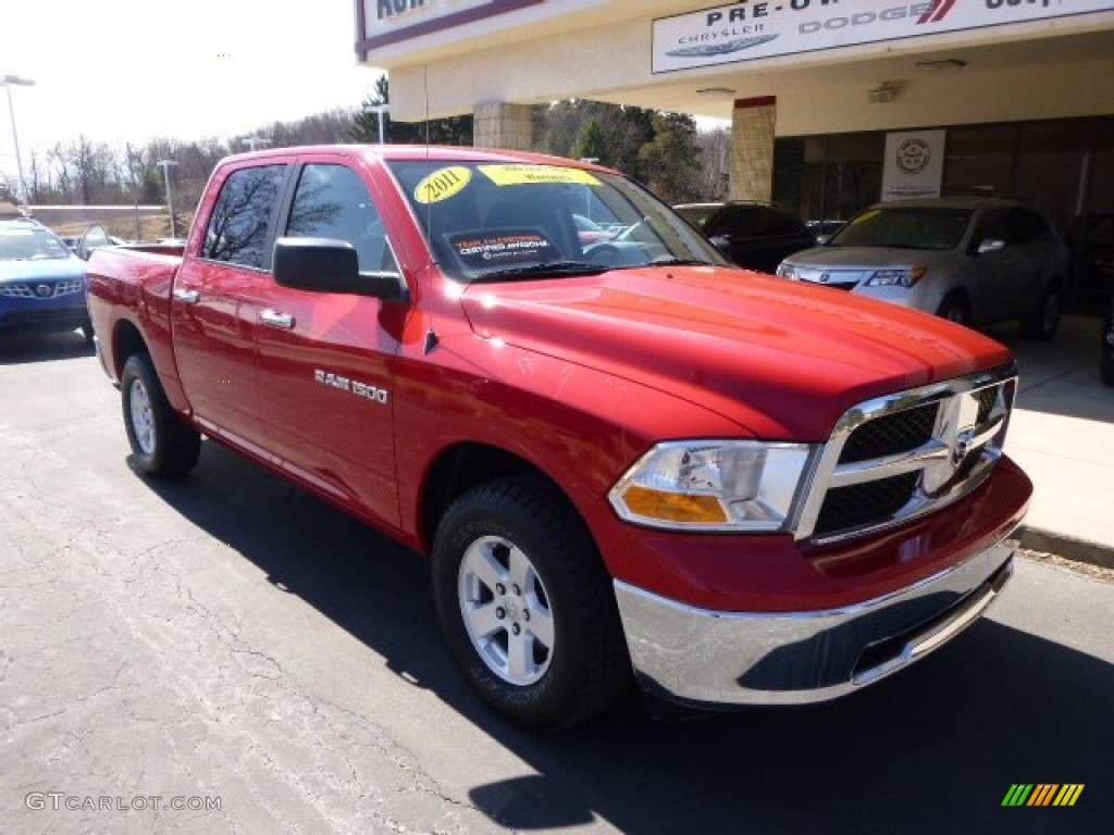 2011 Ram 1500 SLT Crew Cab 4x4 - Flame Red / Dark Slate Gray/Medium Graystone photo #2