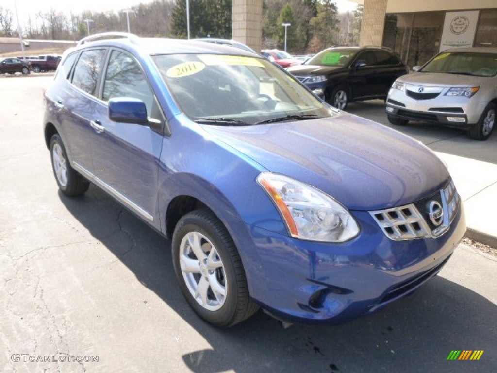 2011 Rogue S AWD - Indigo Blue Metallic / Black photo #2