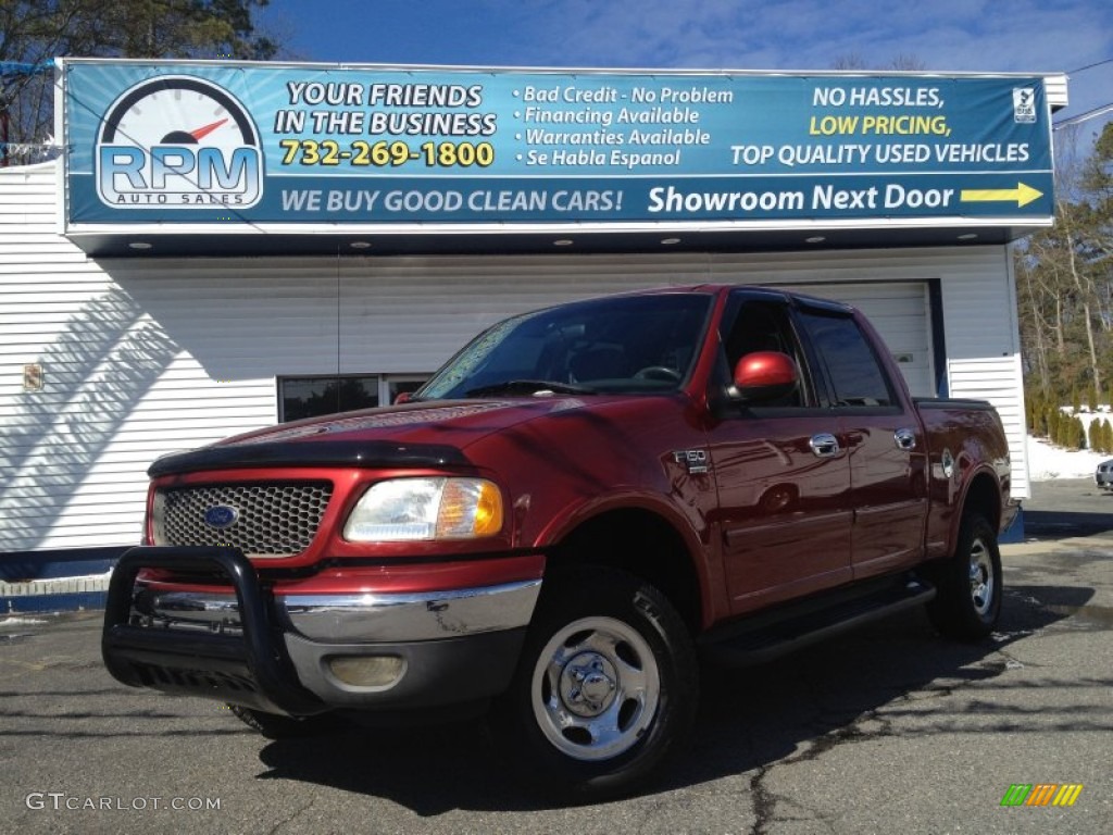2002 F150 XLT SuperCrew 4x4 - Toreador Red Metallic / Dark Graphite photo #1