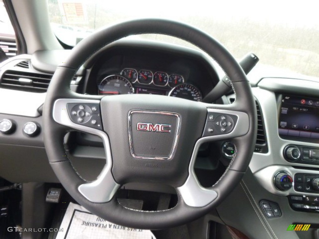 2015 GMC Yukon SLT 4WD Jet Black Steering Wheel Photo #91576238
