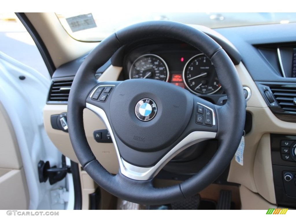 2014 BMW X1 xDrive35i Sand Beige Steering Wheel Photo #91579598