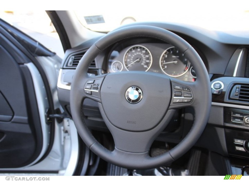 2014 BMW 5 Series 528i xDrive Sedan Black Steering Wheel Photo #91581272