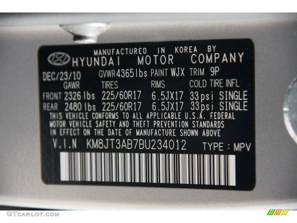 2011 Tucson GL - Graphite Gray / Black photo #33