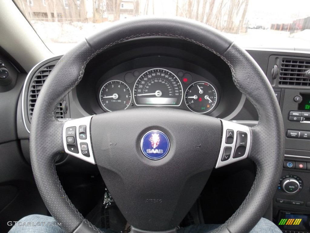 2011 Saab 9-3 2.0T Sport Sedan Black Steering Wheel Photo #91622706