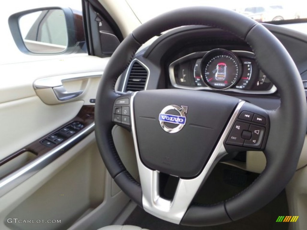 2015 Volvo XC60 T5 Drive-E Soft Beige Steering Wheel Photo #91623612