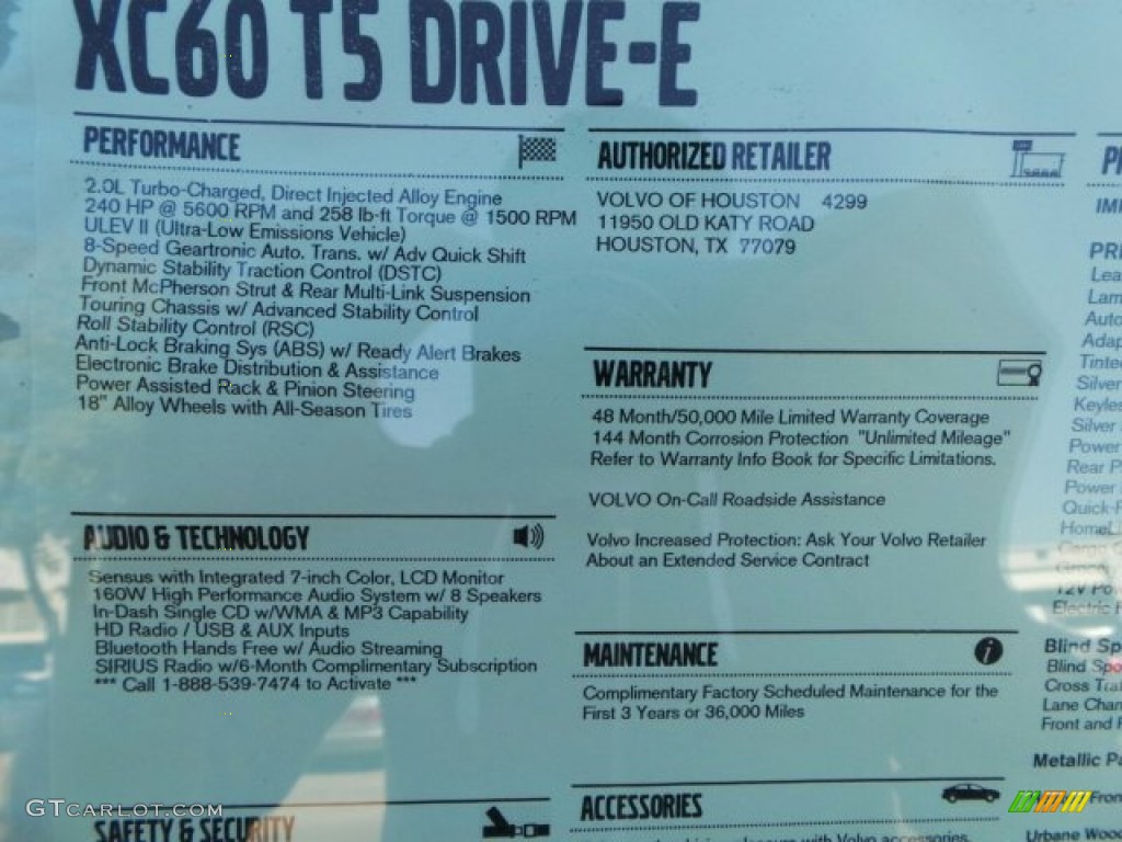 2015 Volvo XC60 T5 Drive-E Window Sticker Photo #91623750
