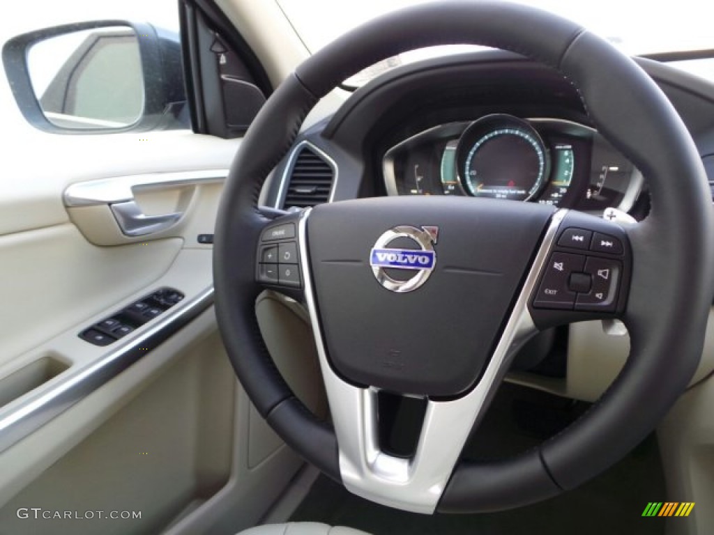 2015 Volvo XC60 T6 AWD Soft Beige Steering Wheel Photo #91625712