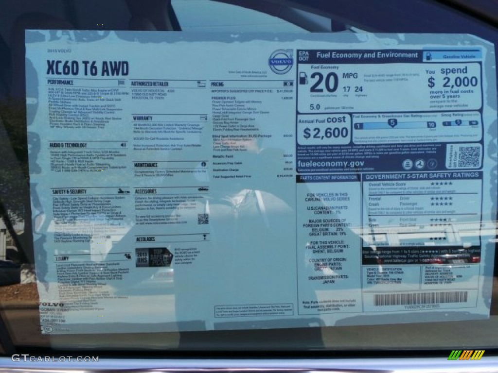2015 Volvo XC60 T6 AWD Window Sticker Photo #91625799