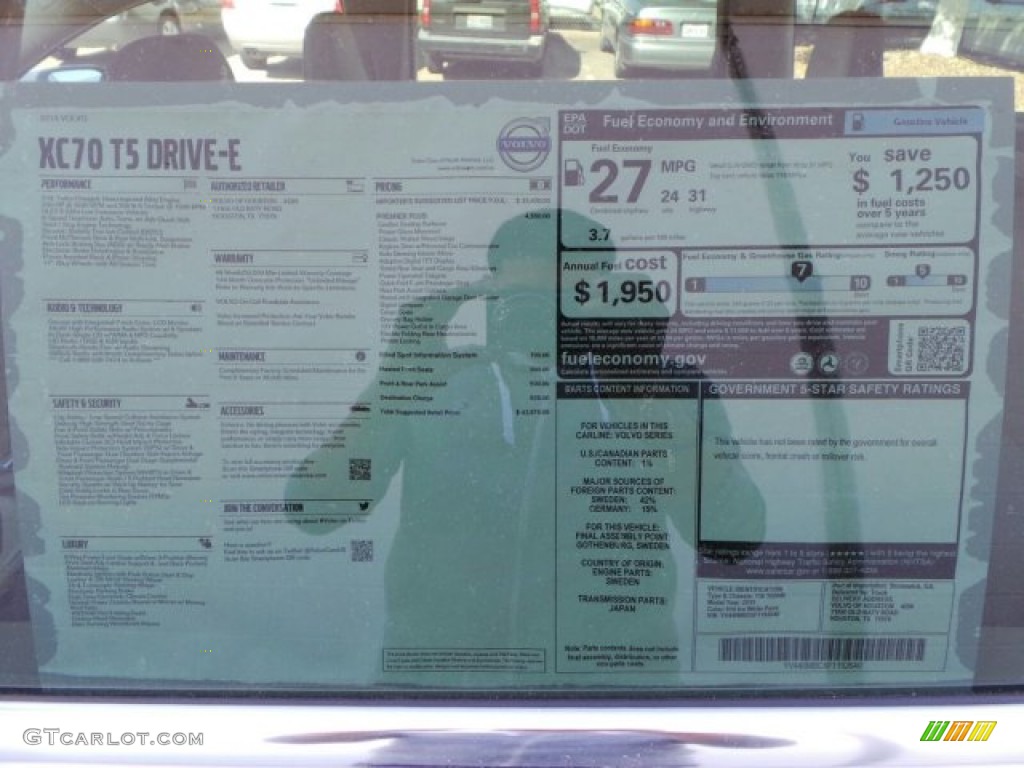 2015 Volvo XC70 T5 Drive-E Window Sticker Photo #91627146