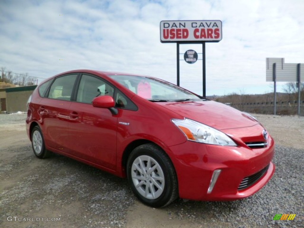 2012 Prius v Two Hybrid - Barcelona Red Metallic / Dark Gray photo #1