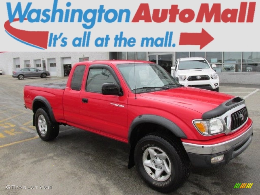 2004 Tacoma SR5 Xtracab 4x4 - Radiant Red / Oak photo #1