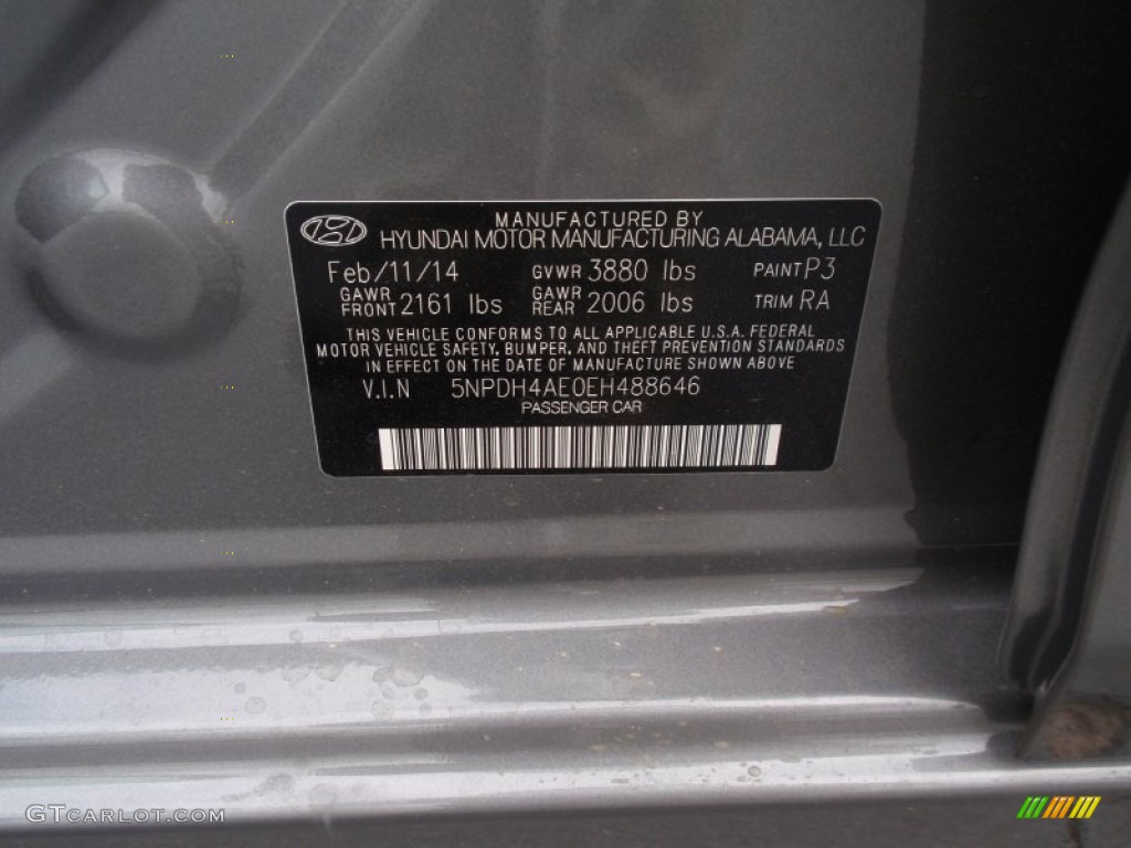 2014 Elantra SE Sedan - Gray / Gray photo #33