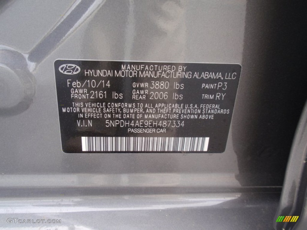 2014 Elantra Limited Sedan - Gray / Black photo #34
