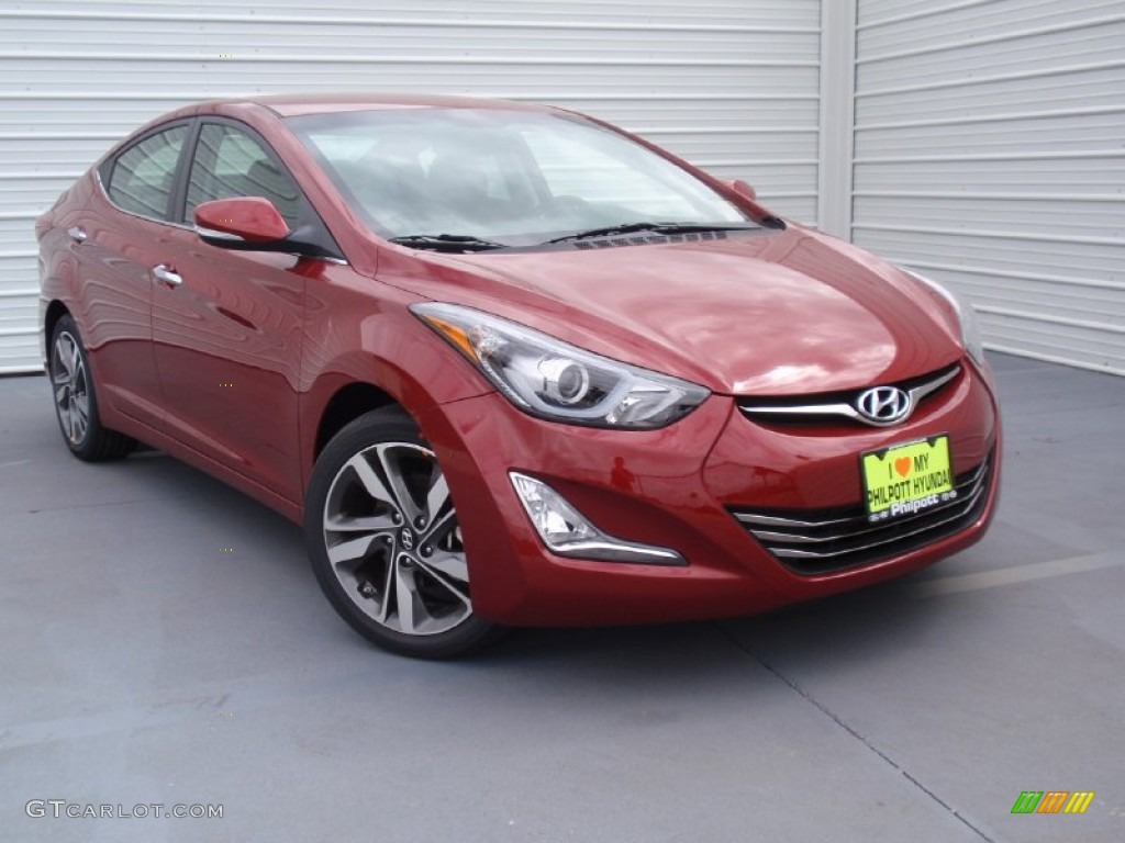 2014 Elantra Limited Sedan - Red / Black photo #2