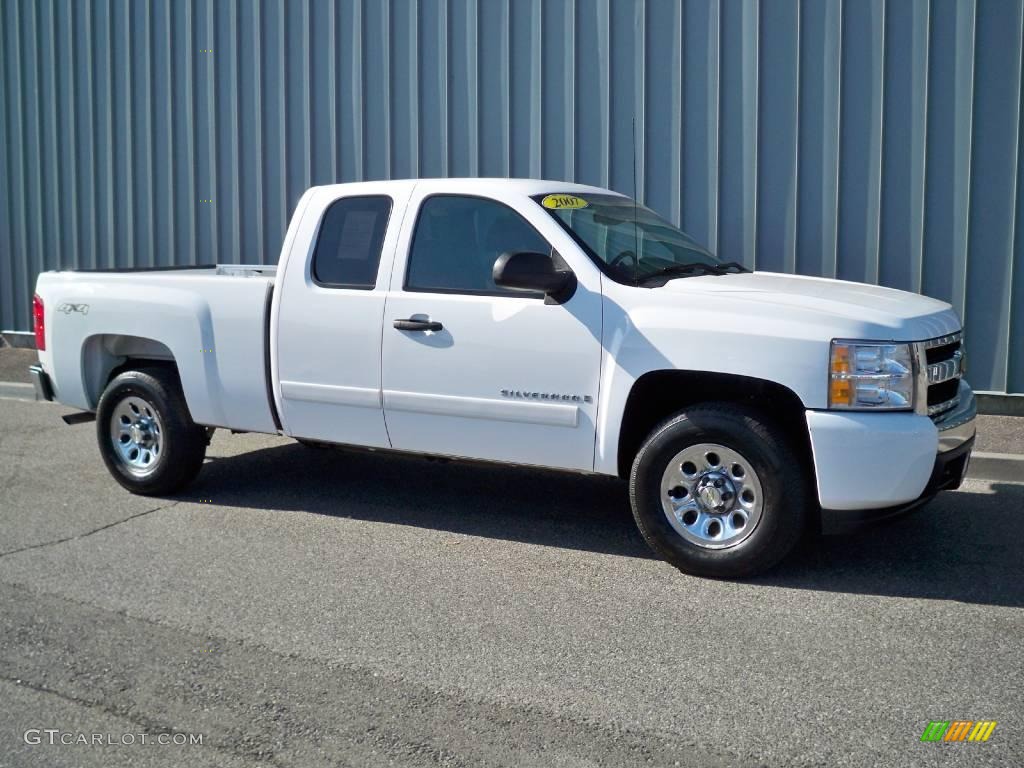 2007 Silverado 1500 LT Extended Cab 4x4 - Summit White / Light Titanium/Dark Titanium Gray photo #1