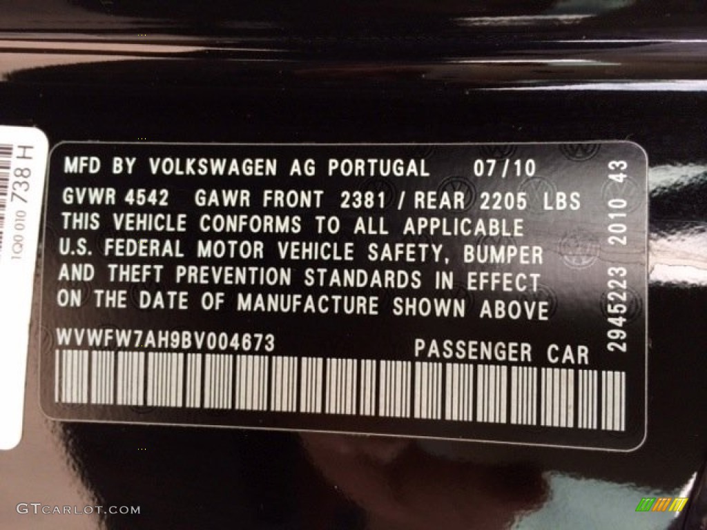 2011 Volkswagen Eos Lux Info Tag Photos