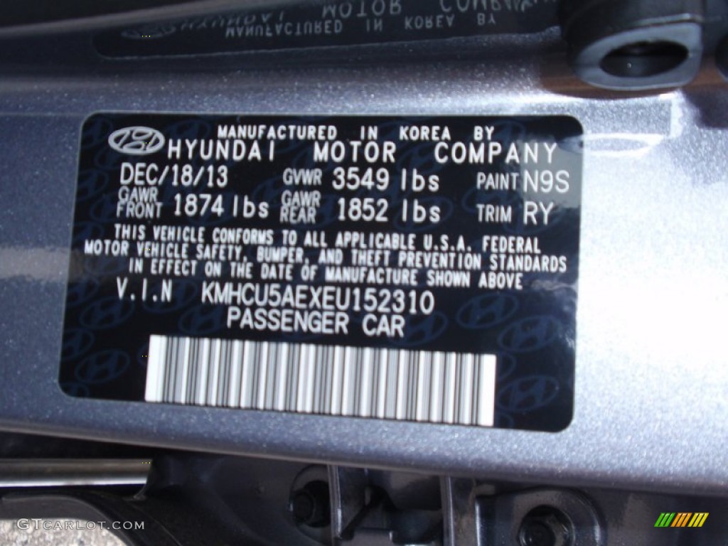2014 Hyundai Accent SE 5 Door Color Code Photos